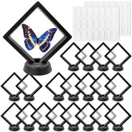 MCCVBFHH 20 Pcs Challenge Coin Display,3D Floating Display Case,Transparent Floating Frame for Displaying Jewelry, Specimens, Badges, Coins Ollections and Displays(Base+Non-Marking Adhesive)