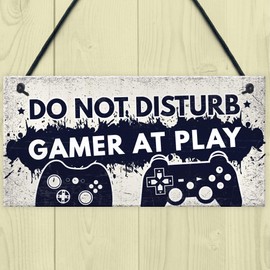RED OCEAN Novelty Gamer Gaming Gifts Do Not Disturb Sign Man Cave Bedroom Plaque Birthday For Son Brother Dad