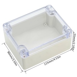 LeMotech ABS Plastic Junction Box, Dustproof Waterproof IP65 Electrical Box - Universal Project Enclosure Grey, with PC Transparent/Clear Cover 4.53 x 3.54 x 2.16 inch (115 x 90 x 55 mm)