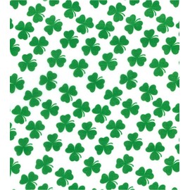Printed Polycotton Craft Fabric Material - Green Clovers ON White, 1Mtr 110cmx100cm