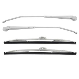 Stainless Steel Wiper Arms & 13" Blades, Pair, Compatible with Chevy Truck 1960-1966