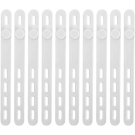 10 Organizador de Cables Reutilizables Lavables de Silicona Sujeta Cables, Management, Cinchos con Hebilla de Bloqueo, Elástica Zip Ties, Bridas para Cables para Viaje, Casa (Blanco)