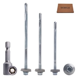 SKIR'CO (Pack of 10) Self Drilling 5.5 x 150mm Zinc Plated Screws with EPDM Washers for Sandwich Panels, Hex Head