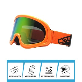 CRG Sports Motorcycle Goggle ATV Dirt Bike Off Road Racing Motocross Goggles for Men,Women, Adults (Multi-color lens Orange frame)