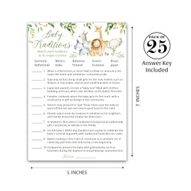 SAFARI ANIMALS Baby Shower Game — BABY TRADITIONS around the World Game — Pack of 25, Country JUNGLE THEME Shower Games, Welcome to the Wild GENDER NEUTRAL, Fun Facts Game Shower Activity G550-BTW