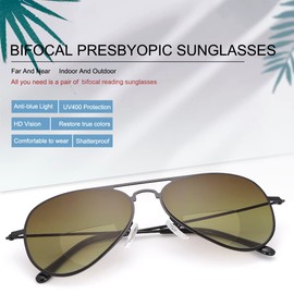 MIRYEA 2 Pairs Bifocal Reading Glasses UV400 Protection Sport Sunglasses Blue Light Blocking Lightweight Sun Readers for Men and Women Outdoor Driving Eyeglasses Tinted Shades Anti Glare Eyewear 2.0