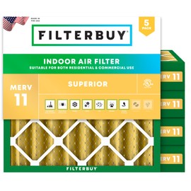 Filterbuy 20x20x4 Air Filter MERV 11 Superior Pet & Allergy Defense (5-Pack), Electrostatic Pleated HVAC AC Furnace Filters Replacement, Made in USA (Actual Size: 19.50 x 19.50 x 3.63)
