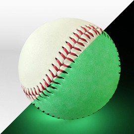 GKK 2Pack Glow in the Dark Baseball 9 Inch Standard Size PVC Leather Green Luminous for Teenagers and Adults Playing Catch and Hit Games
