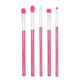 Moda Neon Pink Glitter Eye Kit – 5pc Vegan Makeup Brush Set for Sparkling Eye Looks
