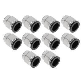 HOPESPANNER Push to Connect Air Fittings 5/8" Male Thread Air Line Quick Connector Plastic Metal 1/2" BSPT 10 Pcs Black Silver Tone