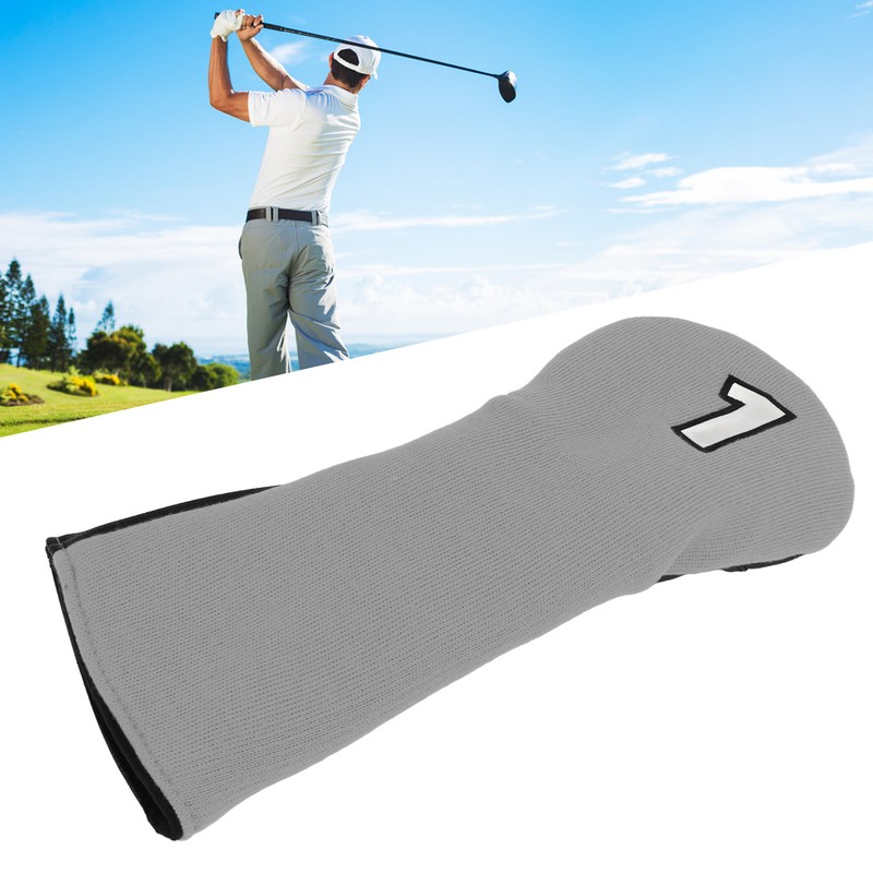 Golf Club Cover Mixed Fabric Head Protector Knitted Polyester Waterproof