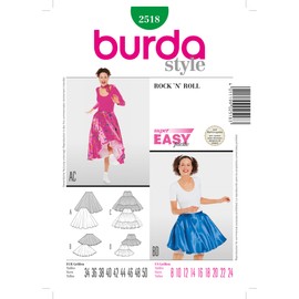 Burda 2518 Sewing Pattern Fancy Dress Carnival Rock 'n Roll (Ladies Size 6-22) - Level 1 Super Easy