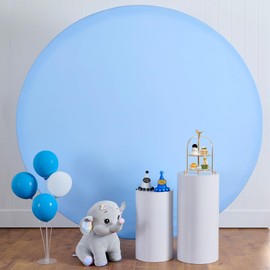 6.5ft Baby Blue Round Backdrop Cover for 6.5ft / 6.6ft Circle Stand, Wrinkle Free Stretchy Circle Arch Round Backdrop Cover for Party Wedding Birthday Baby Shower Photography