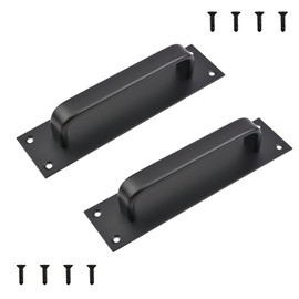 MOROBOR Pull Push Door Plate Handle,2pcs 8inch Aluminum Alloy Heavy Duty Barn Door Pull with Mounting Screws for Shed Commercial Fire Door(Matte Black, 196x50mm)