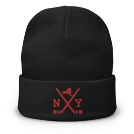 New York Hockey Sticks Retro NY Ranger Winter Beanie Cap Hat Black