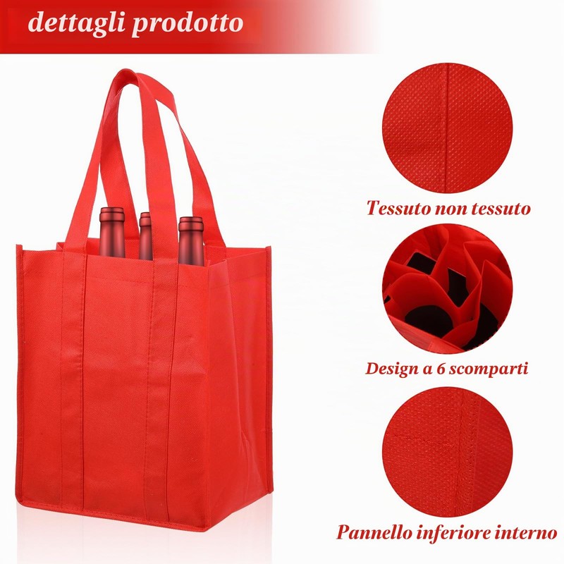 Classicseali 2 portabottiglie, 6 bottiglie, borsa per bottiglie, contenitore per