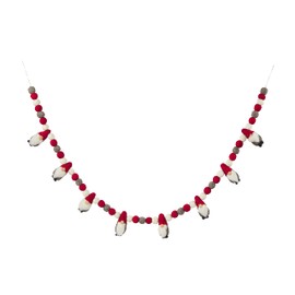 Mud Pie Christmas Gnome Wool Garland, Red