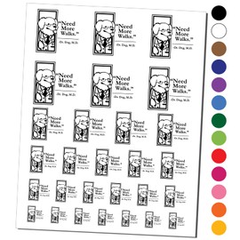 Need More Walks Says Doctor Dog Temporary Tattoo Water Resistant Fake Body Art Set Collection - Black (One Sheet)