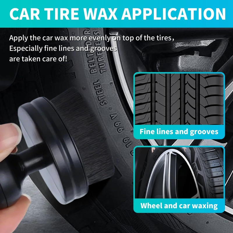 IPELY Tire Shine Brush, Tire Dressing Brush with Storage Base,