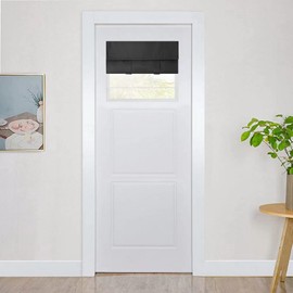 WdFour French Door Curtains with Silky Feel Thermal Insulated Noise Reducing Blackout Curtains for Glass Door Office 25W x 20L Inch Black 1 Panel