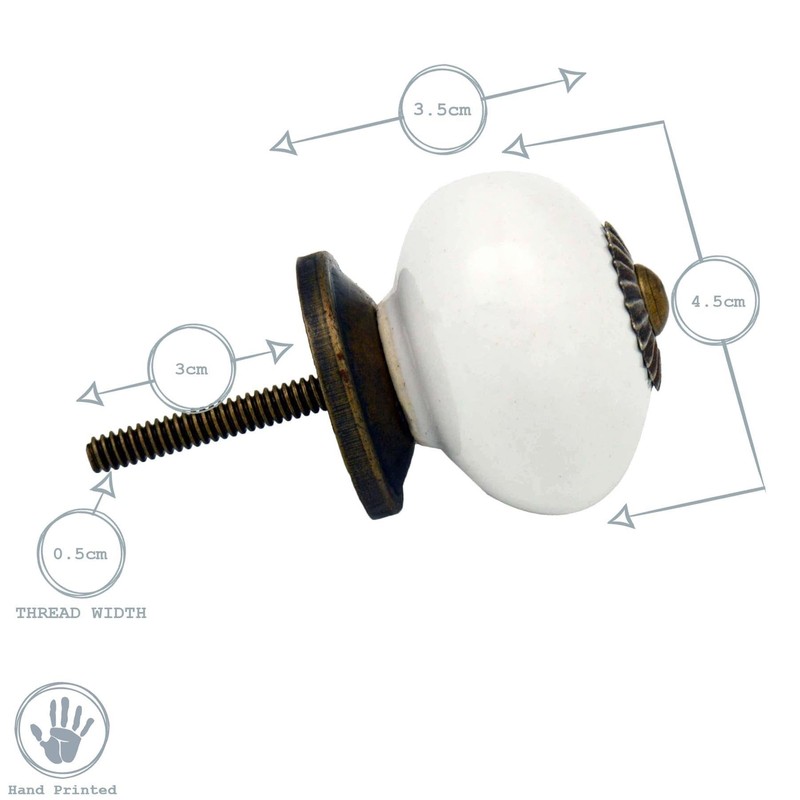 Nicola Spring Ceramic Cupboard Drawer Handle Knobs - Stripe Design