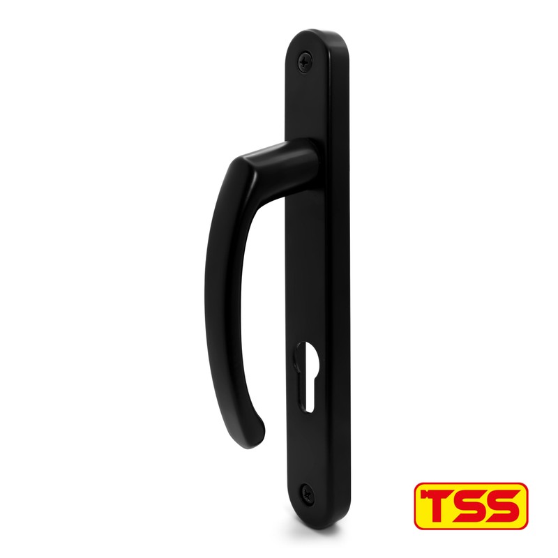 TSS Black UPVC Door Handle Pair Set, Sprung, 92mm PZ