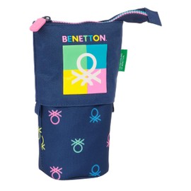 Safta Benetton Cool Pencil Case for Children, Ideal for School Age, Comfortable and Versatile, Quality and Resilience, 8 x 6 x 19 cm, Navy Blue, Estándar, Casual, navy, casual
