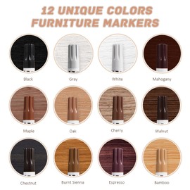 SEISSO Furniture Touch Up Markers, Wood Repair Kit for Furniture, 12 Colors Wood Touch Up Markers for Scratches, New Upgrade Furniture Repair Kit - Restore Wooden Table, Cabinet, Floors, Door