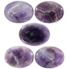 Amogeeli 4pcs Amethyst Stone Cabinet Knobs with Screws, Oval Shape