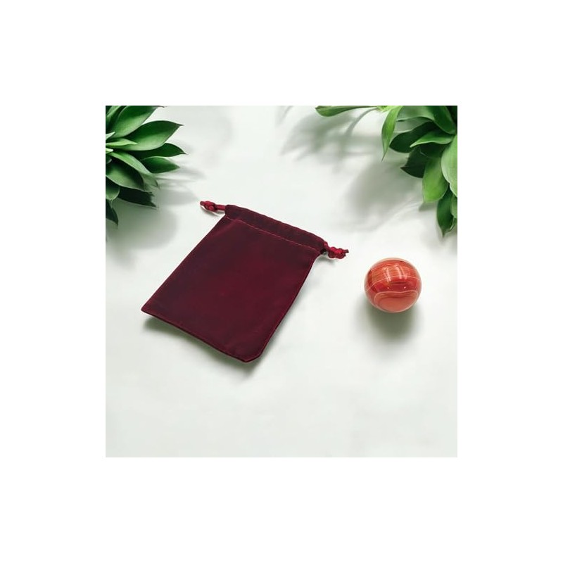 Pandiui23 Natural Polished Red Agate Ball, Polished Crystal with Energy