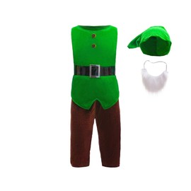Lito Angels Dwarf Fancy Dress Up Costume Outfit with Hat & Beard for Little Kids Boys Age 11-12 Years, Green