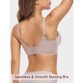 Momcozy Nursing Bras for Breastfeeding, Seamless Maternity Bra Ultra Comfort Smooth Wireless Pregnancy Sleeping Bralette Brown