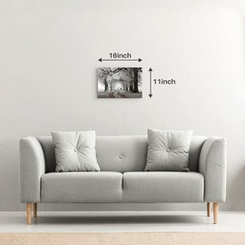 Winter Scene Canvas Wall Art: Nature Forest Landscape Prints White Snowy Trees Painting Wildlife Picture Elk Artwork for Living Room Bedroom Home Office