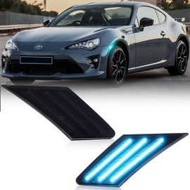 POPMOTORZ Front Fender LED Side Marker Light Blinker Signal Lamp Compatible With 2013-2020 Subaru BRZ Scion FRS T-oyota FT86 Replace Sidemarker Lamp Smoke Lens Smoked Lens Ice Blue LED 2Pcs