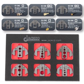 Jackco Crimping Tool Die Set - E1, E2, E3, E4, E5, E6 Dies for RG Type Coaxial Cable Connector Terminals (HT-2172)