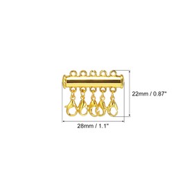 sourcing map Layering Necklace Clasps, 4Pcs Necklace Connector 5 Strands Slide Tube Lock Clasps for Layered Bracelet Necklace Jewelry Making, Gold