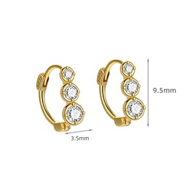 Round CZ Huggie Hoop Earrings for Women Cartilage 925 Sterling Silver Hypoallergenic Crystal Tiny Small Hoops Earring Sleeper Wrap Cuffs Dainty Jewelry Gifts for Daughter Birthday (Gold)