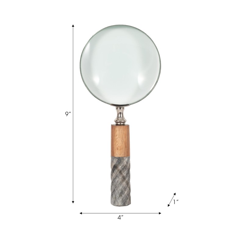 4" Decorative Magnifying Glass - Contemporary Marble Brown and Gray