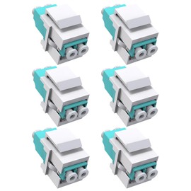VANDESAIL 6PCS LC to LC Coupler Multimode Keystone Jack，LC UPC F/F Fiber Optic Adapter for Patch Panels and Wall Plates, Supports OM1/OM2/OM3/OM4