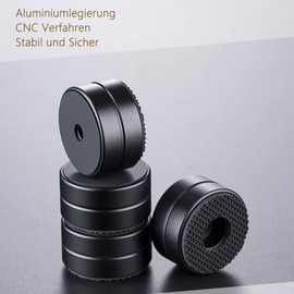 DolDer Set of 4 Aluminium Device Feet, HiFi Absorber with High Stability and Rubber Dampers, 30 x 15 mm Speaker Shock Absorber Feet (15 mm High, Silver)