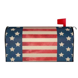 Patriotic Mailbox Cover Magnetic Standard Size 21" X 18" Memorial Day Vintage American Flag Star Stripe Holiday Decorative Mailbox Covers Mailbox Wraps Post Letter Box Cover Garden Outdoor Decor