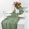 Pack of 2 Sage Green Cheesecloth Table Runner, Rustic Gauze