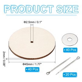 PATIKIL 45 mm Doll Joints, Set of 20 Removable Cotter Pins and Fibreboard for Making Bear Limbs, Doll Joints DIY Craft Accessories