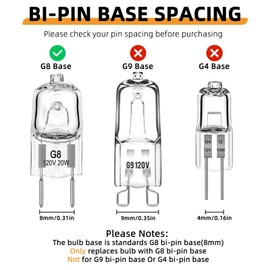 G8 Bulb,120V 20W G8 Halogen Light Bulbs 2 pin, Dimmable G8 2pin Base Halogen Bulbs for Under Cabinet Lighting Replacements,Over The Stove Range Light Bulb for GE Microwave - 2700K Warm White(2 Pack)
