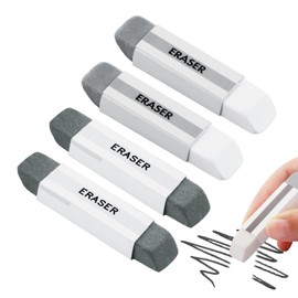 4 Pcs Natural Rubber Eraser Ink Eraser, Sand Rubber Eraser Fountain Pen Rubber for Ink/Pencil, Erasers and School Office Correction Supplies for Fountain Ball-Point Pen Double Head Remover (Grey-4pcs)