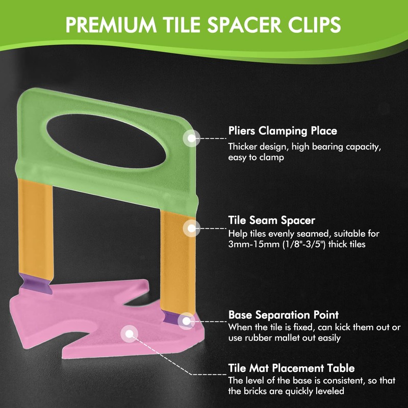 Tile Leveling System Clips 1/32", 1000pcs Tile Leveler Spacers Clips