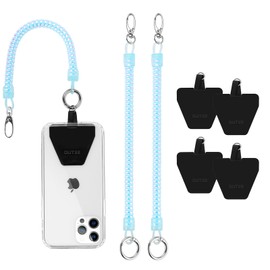 OUTXE Phone Lanyard Tether with 4 Patch- 2× Phone Tether, 4× Phone Patch with Adhesive, Compatible with Smartphone-Blue