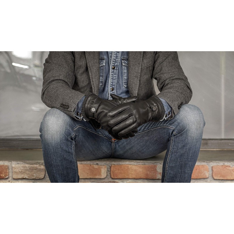 PEARLWOOD Freddie Men's Goat Leather Gloves, Black (200)