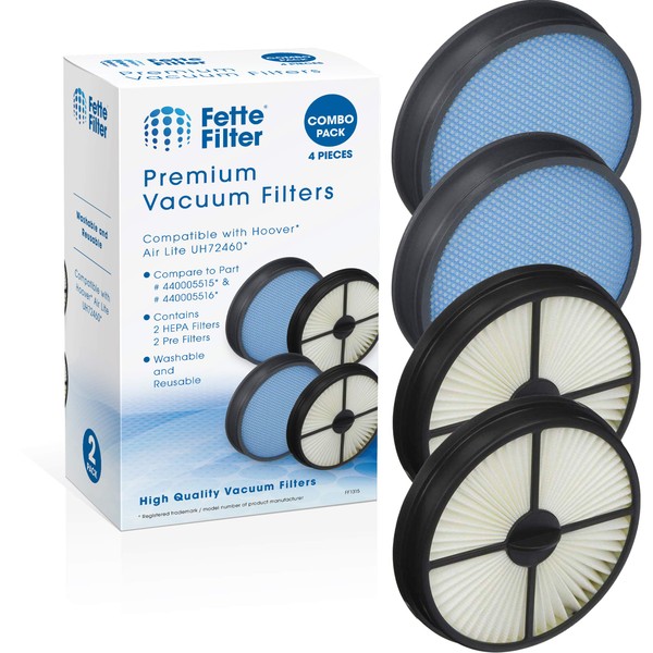 Fette Filter - Vacuum Filter Set Compatible with Hoover Upright Vacuum Models UH72460 UH72465 UH72460CA UH72460RM includes 2 HEPA Filter 440005516 and 2 Primary Filter 440005515