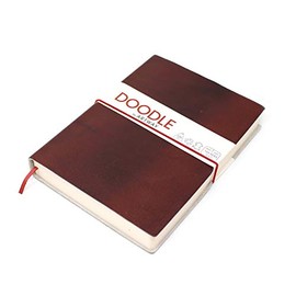 Artway Doodle - Brown Leather Journal/Sketchbook - 150gsm Cartridge Paper - 175 x 125mm - 82 Pages - Chestnut